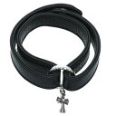 クロムハーツ Chrome Hearts DBL WRAP NTFL BBY FAT ダブルラップNTFL レザーブレスレット(ブラック×シルバー 総重量22...