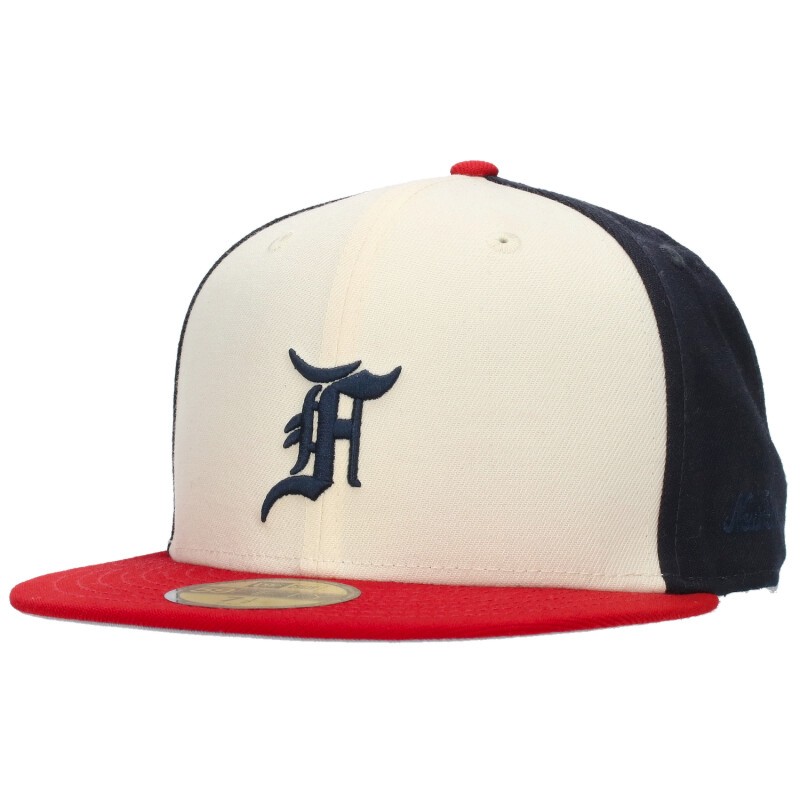 楽天RINKANフォグ FOG　×ニューエラ New Era サイズ:7.5 ESSENTIALS NEW ERA CAP ロゴ刺繍ベースボールキャップ（ホワイト×ネイビー）【014052】【BS99】【小物】【中古】bb212#rinkan*A