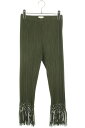 イッセイミヤケプリーツプリーズ ISSEY MIYAKE PLEATS PLEASE サイズ:4 PP86-JF724 裾フリンジプリーツロングパンツ(カーキ)【823052】【BS99】【レディース】【中古】bb33#rinkan*A