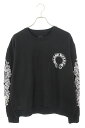 クロムハーツ Chrome Hearts サイズ:M SWTSHRT PLVR バックホースシュー袖フローラルプリントスウェット(ブラック)【923052】【S...
