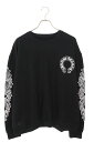 クロムハーツ Chrome Hearts サイズ:L SWTSHRT PLVR バックホースシュー袖フローラルプリントスウェット(ブラック)【033052】【S...