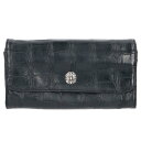 クロムハーツ Chrome Hearts JUDY ALLIGATOR ジュディアリゲーター クロスボタンアリゲーターレザーウォレット財布(ブラック×シルバー...