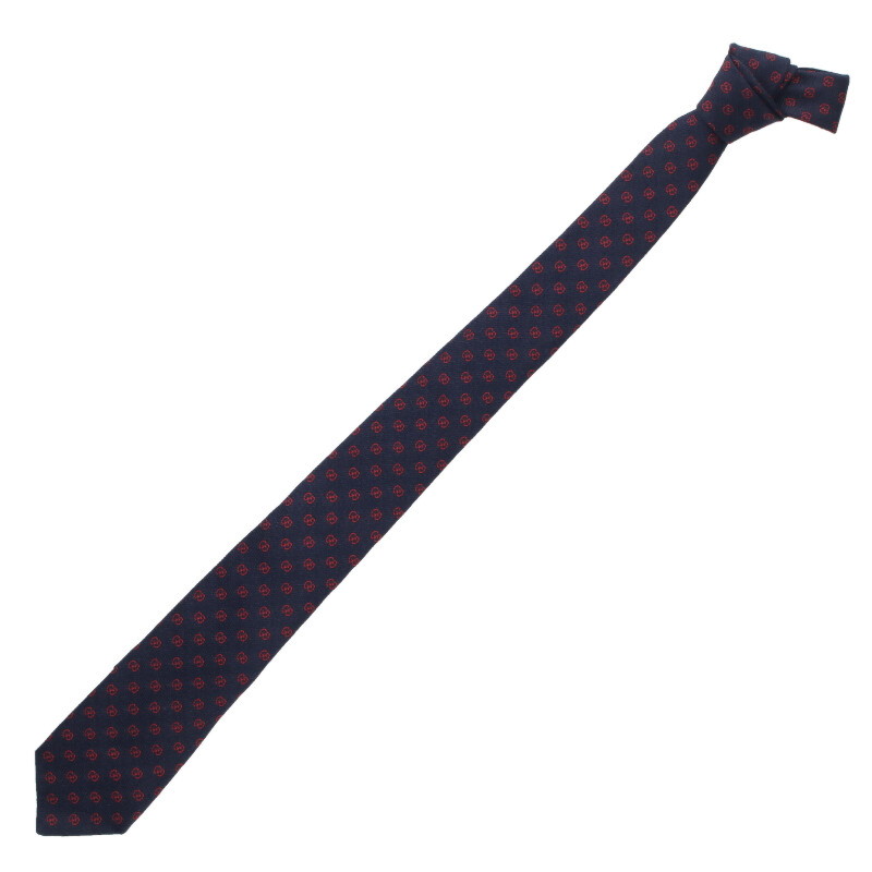 グッチ GUCCI　 GG総柄シルクネクタイ(ネイビー)【604052】【BS99】【小物】【中古】bb132#rinkan*B