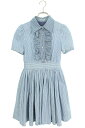 ミュウミュウ miumiu サイズ:36 GWA116 フリルストライプワンピース(ライトブルー)【014052】【BS99】【レディース】【中古】bb187#...