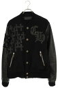 クロムハーツ Chrome Hearts サイズ:M LETTERMAN レターマン CHマルチレザーパッチレザースリーブブルゾン(ブラック×シルバー)【404...