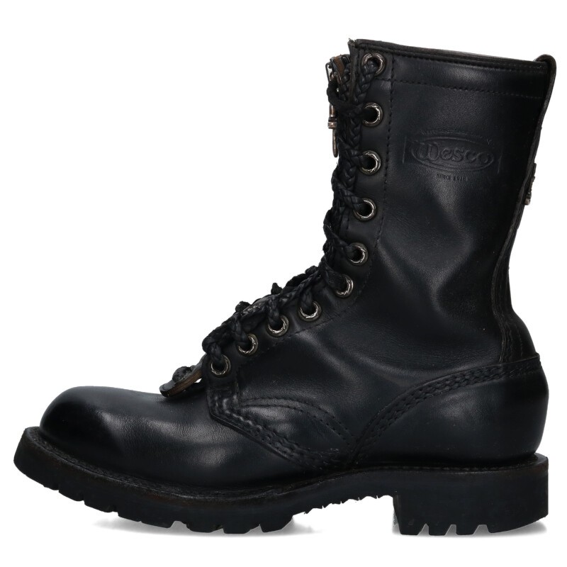 クロムハーツ Chrome Hearts FIREMAN ファイヤーマン センターダガージップレースアップレザーブーツ(ブラック×シルバー)【304052】【...