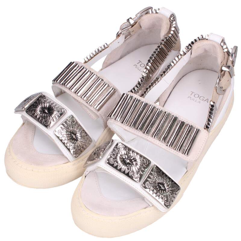 トーガプルラ TOGAPULLA　サイズ:37 メタルサンダル(ホワイト×シルバー)【704052】【BS99】【レディース】【小物】【中古】bb334#rinkan*B