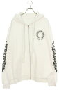 クロムハーツ Chrome Hearts サイズ:XL SWTSHRT HD ZIP ジップパーカー バックホースシュー袖フローラルプリントパーカー(ホワイト)...