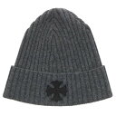 クロムハーツ Chrome Hearts サイズ:ONE SIZE CHプラスレザーパッチカシミアビーニー帽子(グレー×ブラック)【304052】【OM10】【...