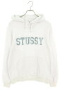 ステューシー STUSSY サイズ:S ロゴ刺繍パーカー(ホワイト)【604052】【BS55】【メンズ】【中古】bb187#rinkan*B