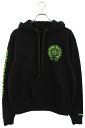 クロムハーツ Chrome Hearts サイズ:S HD PLVR CHARITY チャリティCHプラスレザーパッチプルオーバーパーカー(ブラック×グリーン)...