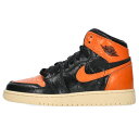 ナイキ NIKE サイズ:23.5cm AIR JORDAN 1 RETRO HIGH 575441-028 エアジョーダン1シャッタードボード3.0スニーカー(オレンジ×ブラック)【904052】【BS99】【レディース】【小物】【中古】bb187#rinkan*B
