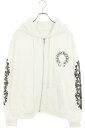 クロムハーツ Chrome Hearts サイズ:M SWTSHRT HD ZIP 袖フローラルバックホースシュープリントジップパーカー(ホワイト×シルバー)【...