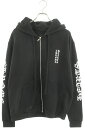 クロムハーツ Chrome Hearts サイズ:M SWTSHRT HD ZIP 袖ロゴジップパーカー(ブラック×シルバー)【604052】【OM10】【メン...