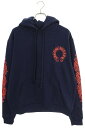 クロムハーツ Chrome Hearts サイズ:S SWTSHRT PLVR プルオーバーパーカー 袖フローラルバックホースシュープリントパーカー(ネイビー×...