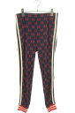 グッチ GUCCI サイズ:S 496920 X9L13 GGロゴジャージーテクニカルトラックロングパンツ(ネイビー×レッド)【804052】【BS55】【メンズ】【中古】bb356#rinkan*B