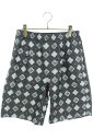 ルイヴィトン LOUISVUITTON サイズ:38 23SS RM2321F MU0 HOFP2W 総柄シルクパジャマハーフパンツ(ネイビー調)【704052】【SS13】【メンズ】【中古】bb420#rinkan*B