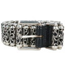 クロムハーツ Chrome Hearts サイズ:34 BLT ROLLER LINK レザーベルト(ブラック×シルバー)【704052】【SJ02】【小物】【...
