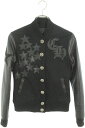クロムハーツ Chrome Hearts サイズ:S LETTERMAN STAR レターマン クロスボールボタンスターレザーパッチブルゾン(ブラック×シルバー...