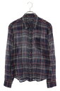 クロムハーツ Chrome Hearts サイズ:SM(JVP) BSフレアボタンチェック柄コットン長袖シャツ(ネイビー×レッド)【804052】【SJ02】【...