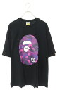 アベイシングエイプ A BATHING APE サイズ:3XL 001TEJ801020M ロゴカモフラプリントTシャツ(ブラック×パープル調)【214052】...