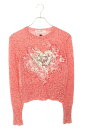 クリスチャンディオール Christian Dior サイズ:34 154S32AM120 DIORAMOUR Royaume d'Amour ハート刺繍ニット(レッド)【214052】【BS99】【レディース】【中古】bb87#rinkan*B(4)