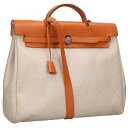 エルメス HERMES サイズ:MM エールバッグMM □C刻印 トワルアッシュ ナチュラル キャメルハンドバッグ(ベージュ×ブラウン)【904052】【SB0...