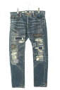 ポールスミスレッドイヤー Paul Smith REDEAR サイズ:XL ダメージリペアボタンフライデニムパンツ(インディゴ)【114052】【BS99】【メンズ】【中古】bb33#rinkan*B(4)