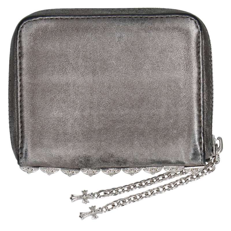 クロムハーツ Chrome Hearts 3 SIDE ZIP 3サイドジップ サイドピラミッドスタッズレザーウォレット財布(シルバー)【114052】【SS...