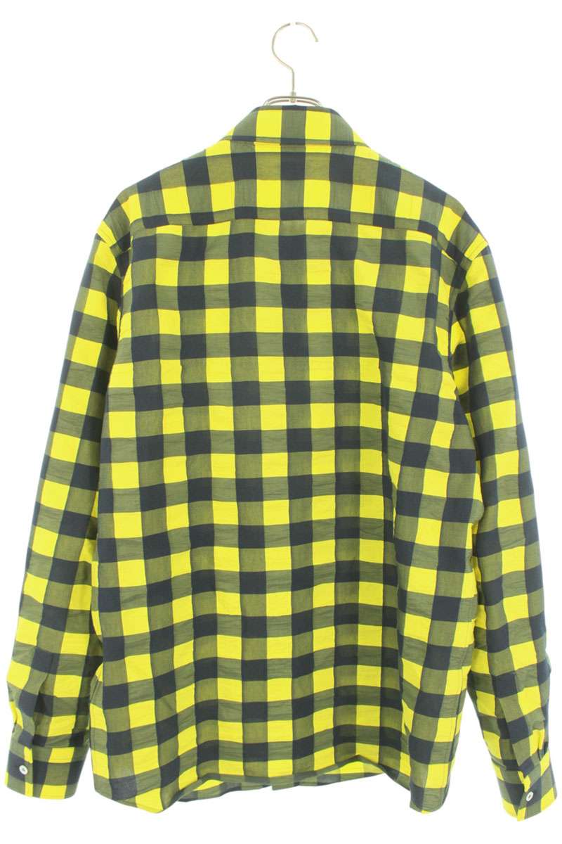 ボッテガヴェネタ BOTTEGA VENETA　サイズ:50 821368 V4YR1 ウェーブギンガムチェック長袖シャツ(イエロー×ブラック)【114052】【SB01】【メンズ】【中古】bb380#rinkan*C