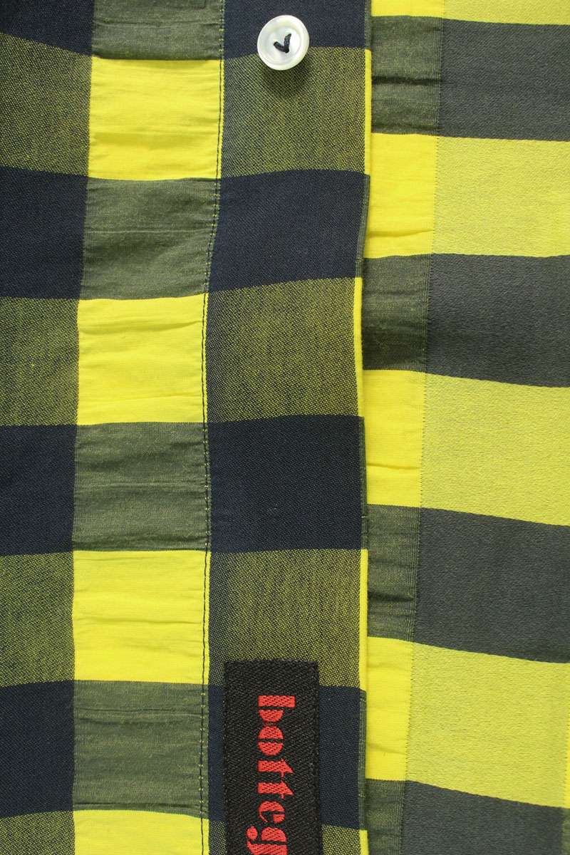 ボッテガヴェネタ BOTTEGA VENETA　サイズ:50 821368 V4YR1 ウェーブギンガムチェック長袖シャツ(イエロー×ブラック)【114052】【SB01】【メンズ】【中古】bb380#rinkan*C