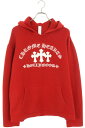 クロムハーツ Chrome Hearts サイズ:XL SAILIN ON HD PLVR CHSMR ロゴ刺繍セメタリークロスパッチカシミヤニットパーカー(レッド)【114052】【SJ02】【メンズ】【中古】bb415#rinkan*B