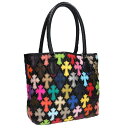 クロムハーツ Chrome Hearts FS TOTE FSトート マルチカラーセメタリークロスパッチキルティングトートバッグ(ブラック×シルバー×マルチ)...