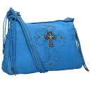 クロムハーツ Chrome Hearts BOLO フィリグリークロス装飾レザーショルダーバッグ(ブルー×シルバー)【114052】【SJ02】【小物】【中古...