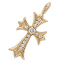 クロムハーツ Chrome Hearts 22K TNY CRSF P DMND タイニーファットクロス PAVEダイヤ ペンダント ゴールドネックレストップ...