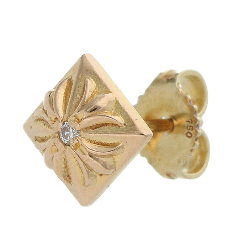 クロムハーツ Chrome Hearts 22K STUD PYRAMID PLS DIA 22Kピラミッドスタッド 1ダイヤ ゴールドピアス(イエローゴール...