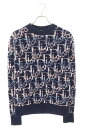 ディオール DIOR サイズ:XS 21AW 193M638AT344 オブリーク総柄クルーネックニット(ネイビー調)【214052】【SB01】【中古】bb4...