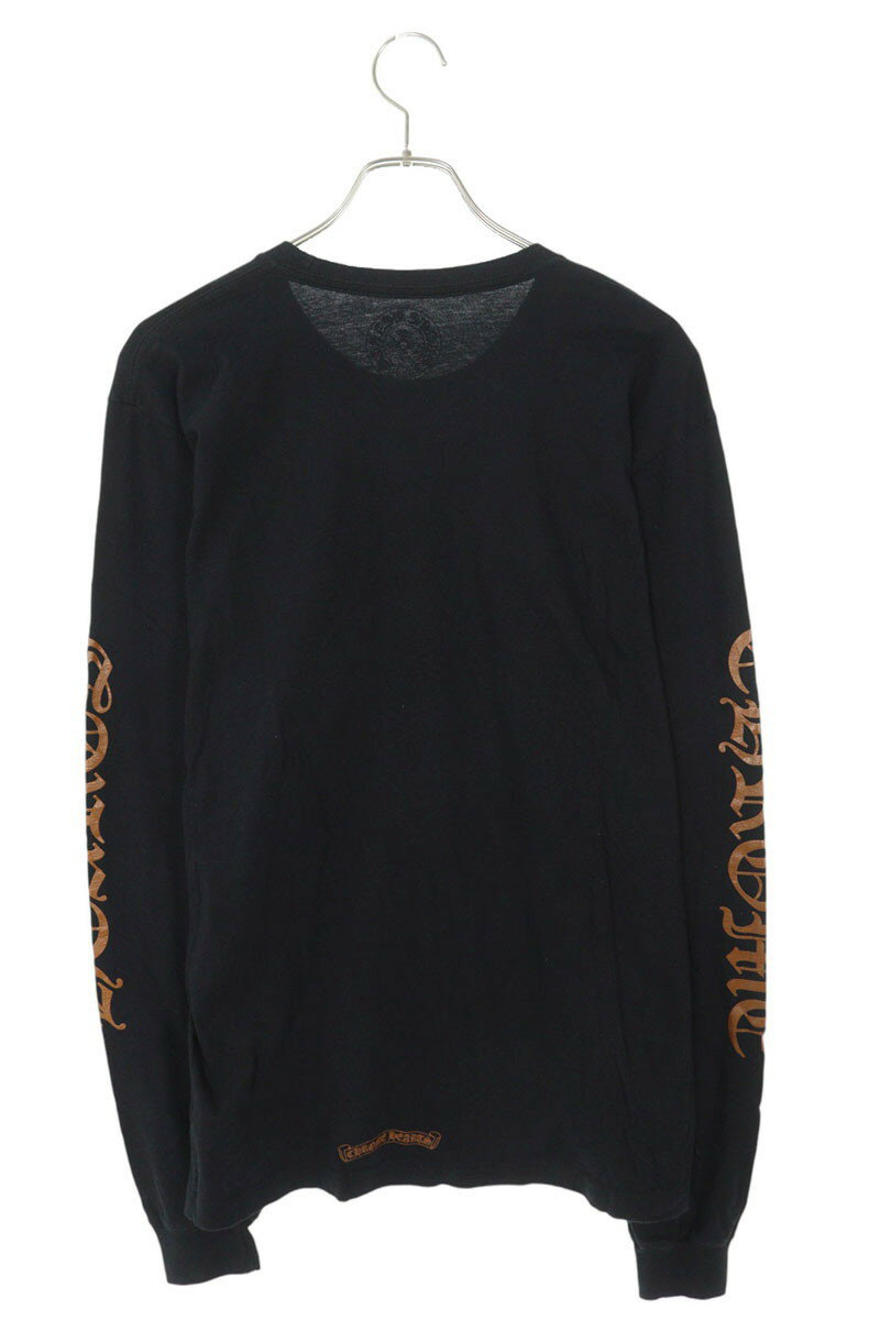 クロムハーツ Chrome Hearts　サイズ:L CH L S 1 ネックロゴプリント長袖カットソー(ブラック×ブラウン)【314052】【OS06】【メンズ】【中古】bb346#rinkan*A
