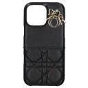 クリスチャンディオール Christian Dior Lady Dior カナージュラムスキンiPhone15ケース(ブラック×ゴールド)【105052】【B...