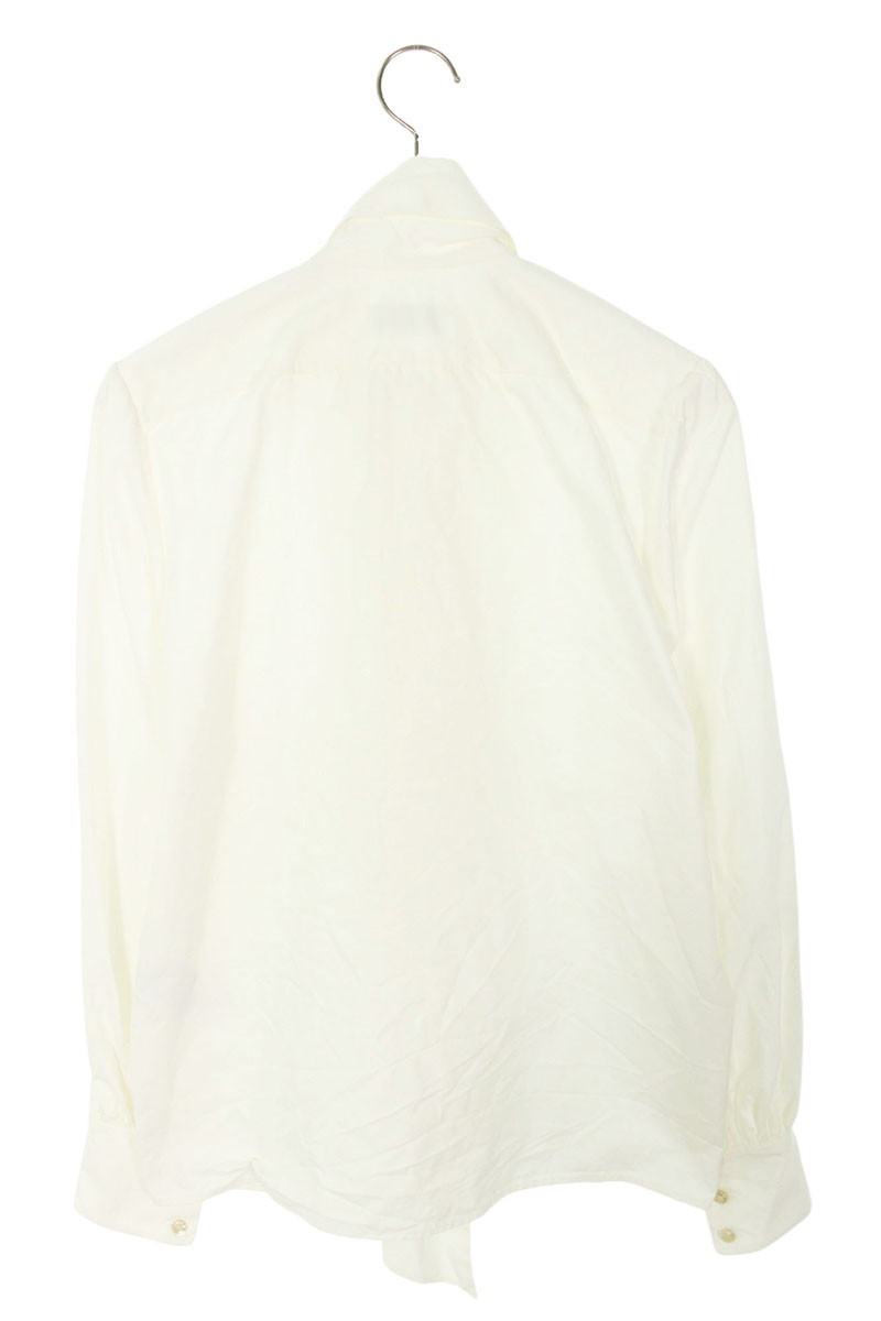 サンローランパリ SAINT LAURENT PARIS　サイズ:37 23AW 761062 Y1H68 ビショップスリーブラヴァリエネックボウタイ長袖シャツ(ホワイト)【314052】【OM10】【メンズ】【中古】bb394#rinkan*B