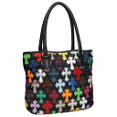 クロムハーツ Chrome Hearts FS TOTE FSトート マルチクロスパッチ付きレザートートバッグ(ブラック×マルチ×シルバー)【314052】【...