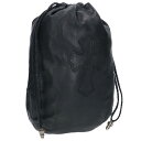 クロムハーツ Chrome Hearts DRW STRNG SACK CRS PATCH クロスパッチドローストリングサックレザー巾着ハンドバッグ(ブラック...
