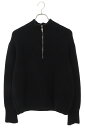 クロムハーツ Chrome Hearts サイズ:M トリプルクロスパッチ付きハーフジップニット(ブラック×シルバー)【514052】【GZ11】【メンズ】【中...
