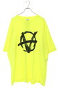 ヴェトモン VETEMENTS サイズ:S 20SS SS20TR297 アナーキープリントオーバーサイズTシャツ(イエロー)【914052】【FK04】【メンズ】【中古】bb223#rinkan*B
