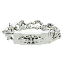 クロムハーツ Chrome Hearts サイズ:11LINK ID FLORAL CRS フローラルIDファンシー シルバーブレスレット(シルバー 115.6...