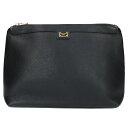 ドルチェアンドガッバーナ DOLCE & GABBANA ロゴプレートレザークラッチバッグ(ブラック×ゴールド)【105052】【BS99】【小物】【中古】bb384#rinkan*B
