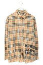 バーバリー Burberry サイズ:M 8017567 ロゴプリントチェック長袖シャツ(ベージュ)【714052】【OM10】【メンズ】【中古】bb420#rinkan*C