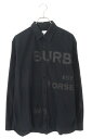 バーバリー Burberry サイズ:L 20SS 8029347 ホースフェリーデザイン長袖シャツ(ブラック)【714052】【OM10】【メンズ】【中古】bb420#rinkan*B