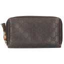 グッチ GUCCI 308281 グッチシマ バンブーラウンドジップ長財布(ブラウン)【105052】【BS99】【小物】【中古】bb297#rinkan*B