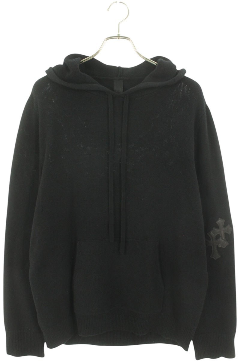 クロムハーツ Chrome Hearts サイズ:M WAITING ROOM HD PLVR CSHMR クロスパッチ付きカシミアパーカー(ブラック)【500...